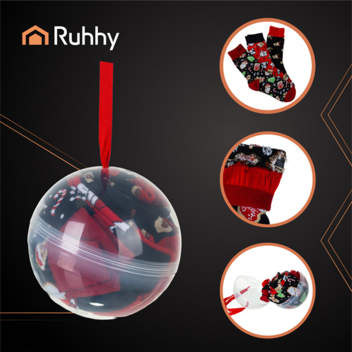 Kalėdinės kojinės - 3 vnt., dydžiai 38-43, Ruhhy 26438