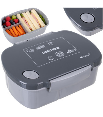 Pusdienu kārba / lunchbox B.Box Ruhhy, pelēka, ar nodalījumiem un hermētisku vāku, 26169, 800 ml, 14 x 19 x 7 cm