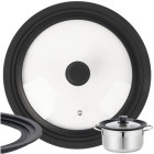 Univerzālais vāks 3-vienā Ruhhy silikona-stikla vāks katliem un pannām 28/30/32 cm