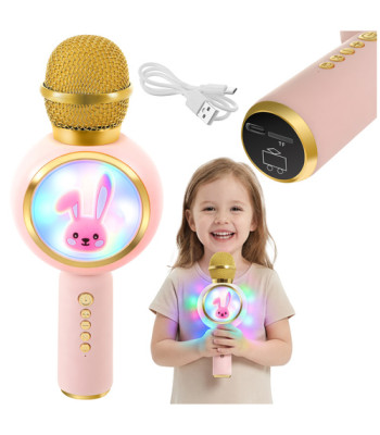 Bezvadu bērnu karaoke mikrofons ar skaļruni, rozā, Izoxis 27048