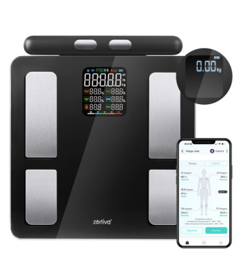 Analītiskie vannas istabas svari ar ķermeņa sastāva analīzi, Bluetooth, BMI un mērīšanas rokturi ZORTIVA Smart Premium 26893