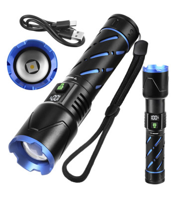Taktiskais LED lukturis 800 lm TRIZAND ar 5000 mAh akumulatoru, USB-C, tālummaiņu, ūdensizturīgs, 26950