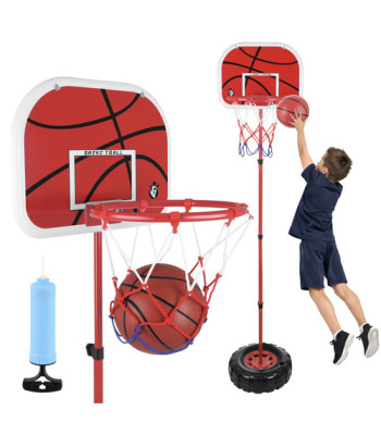 Regulējams brīvi stāvošs basketbola grozs bērniem ar vairogu, bumbu un pumpi ISO TRADE 109–170 cm
