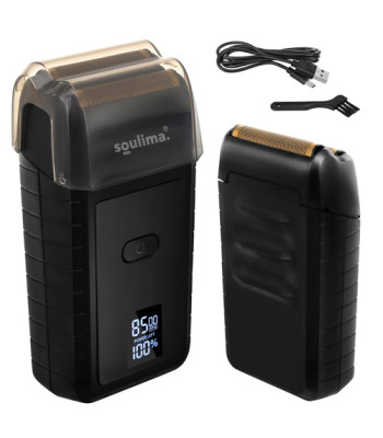 Bārdas skuveklis ar LED displeju Soulima, USB-C, 2 folijas, 2 asmeņi, futrālis
