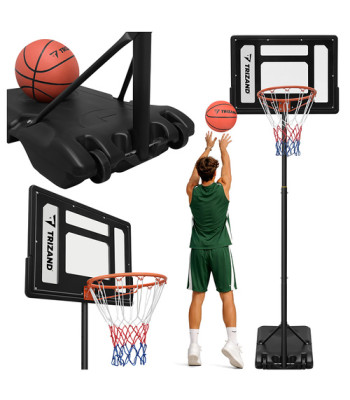 Regulējams basketbola grozs ar vairogu, pamatni un bumbu Trizand 259 cm