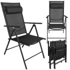 saliekami dārza krēsli gardlov ar regulējamu atzveltni un galvas balstu, melni, 2 gab.