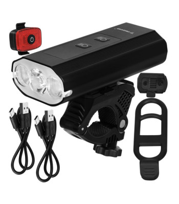 Velosipēda LED lukturu komplekts Trizand ar priekšējo un aizmugurējo lampu 1300 lm, 5200 mAh