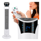 Torņa ventilators Ruhhy ar tālvadības pulti, balts, 83 cm