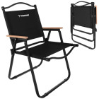 Dārza saliekamais krēsls melns – balkona un kempinga krēsls, 120 kg, TRIZAND, 75,5 x 58,5 x 53,5 cm