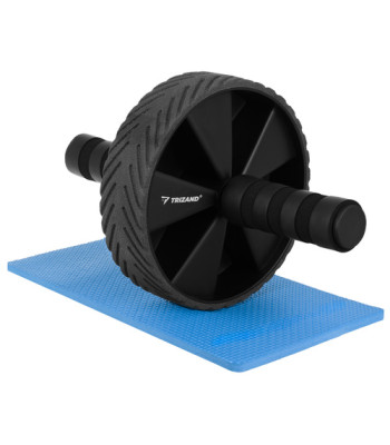 Vēdera preses trenažieris TRIZAND ABS Roller Wheel ar EVA ceļgalu paklājiņu, melns, 28 cm