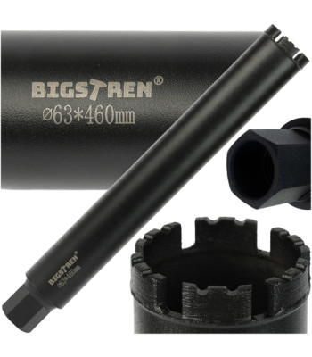 Dimanta kroņurbis betonam, gresam un akmenim Bigstren 1.1/4 UNC, 63×450 mm