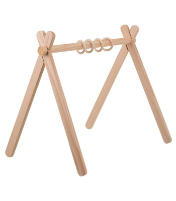 Koka izglītojošais statīvs KRUZZEL Baby Gym, 4 riņķīši, 0+, 64 x 43 x 52 cm