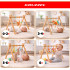 Koka izglītojošais statīvs KRUZZEL Baby Gym, 4 riņķīši, 0+, 64 x 43 x 52 cm
