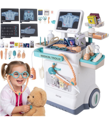 Bērnu medicīniskā stacija Iso Trade ar EKG un RTG, ārsta piederumi un skaņas un gaismas efekti – XXL, 26 piederumi