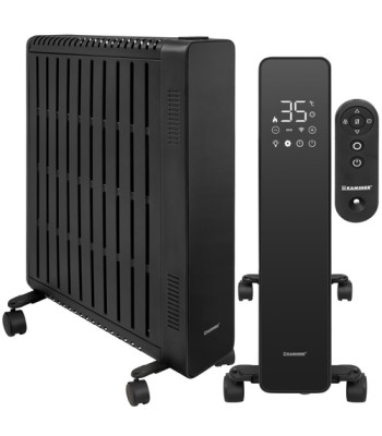 Elektriskais eļļas radiators ar termostatu, melns KAMINER Arvell 2500W, 11 sekcijas