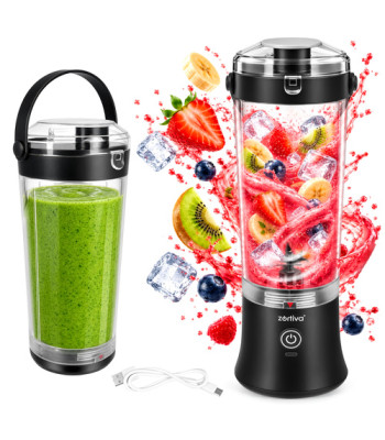 Bezvadu blenderis ledus smalcināšanai, 150 W, USB-C, Zortiva ShakeWave, 600 ml