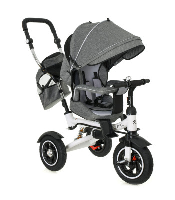 2in1 bērnu trīsritenis - ratiņi ar nojumi, TRIKE FIX V3, pelēks