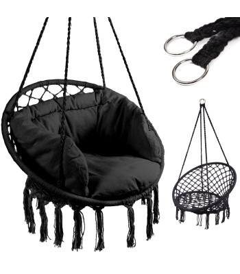 Ērkšķu ligzda pīts krēsls ar atzveltni melns 80cm + spilveni