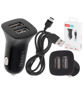 Auto lādētājs ar diviem USB + Type-C portiem