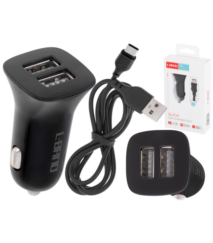 Auto lādētājs ar diviem USB + Type-C portiem