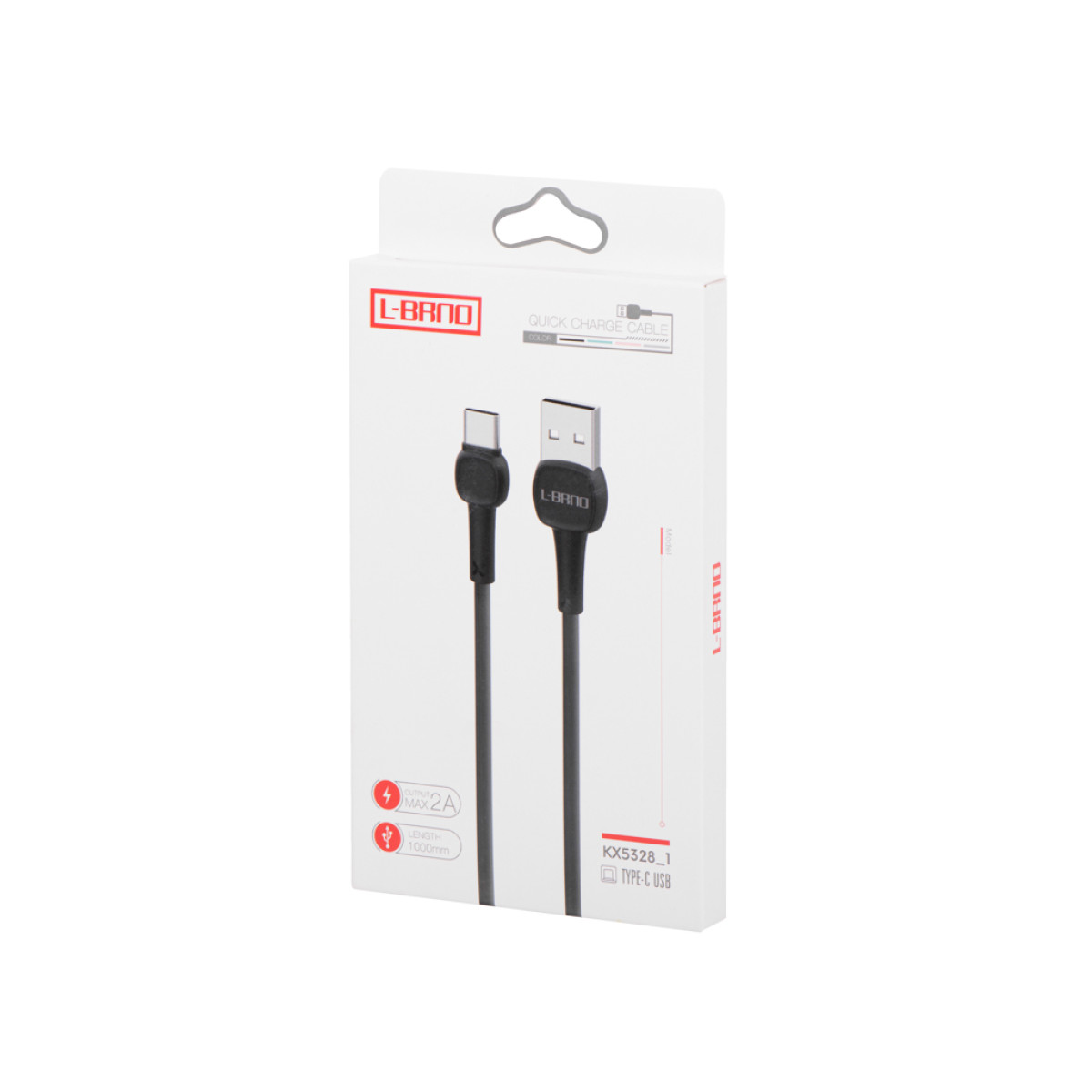 L – BRNO ātrais Type-C USB kabelis melns