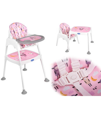 Bērnu barošanas krēsls 3-in-1 rozā