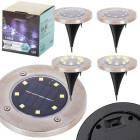 Saules zemes lampas 8 LED, 4 gab., silti balta