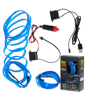 LED apgaismojums automašīnai USB 12V 3M zils