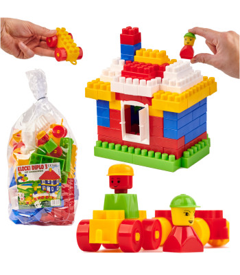 DIPLO konstrukcijas bloki bērniem 3D plastmasas 89 gab.