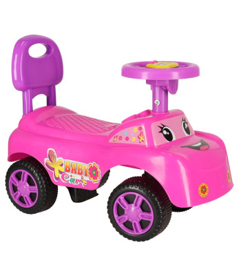 Bērnu auto ar klaksonu - smaidošs un rozā