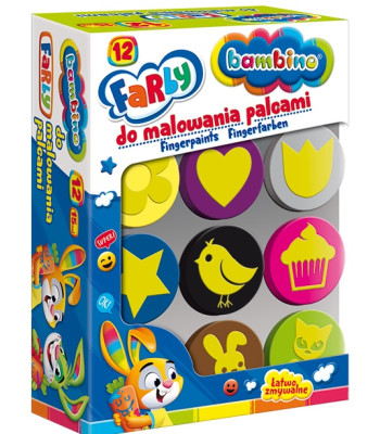 Bērnu pirkstiņu krāsas BAMBINO, 12 krāsas