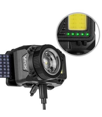 Galvas lukturis XPG3 + COB Zoom hibrīds barošana VA0098 VAYOX