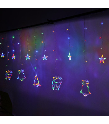 Ziemassvētku LED gaismu aizkars brieži 2,5M 138LED daudzkrāsains