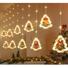 LED Ziemassvētku gaismas aizkars ar attēliem eglītēs 3M 10 LED USB