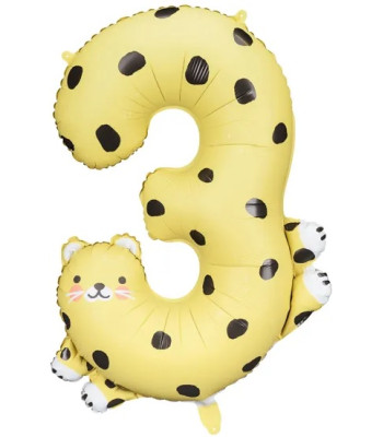 Folijas balons cipars 3 - leopardis, 68x98 cm