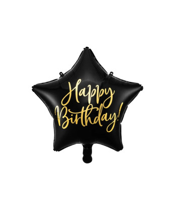 Foliārs balons dzimšanas dienai 'Happy Birthday' 40 cm melns