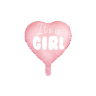 Foliāra balons Sirds - "It's a girl" 45cm gaiši rozā