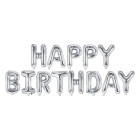 Sudraba folijas balons Happy Birthday, 340cm x 35cm