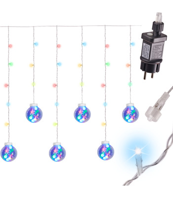 LED lampiņu aizkaru krāsainās bumbas 3M 108LEDs