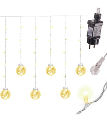 LED gaismas aizkars bumbiņas 3M 108 LED silti balts