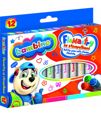 Flomāsteri ar zīmogiem Bambino 12 krāsas