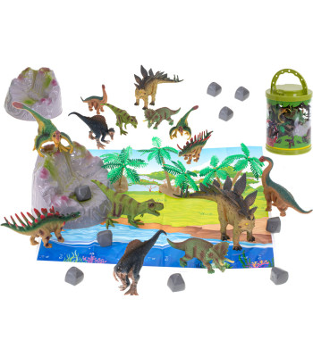 Izglītojošas dzīvnieku figūriņas dinozauri 7 gab. + paklājs un aksesuāri