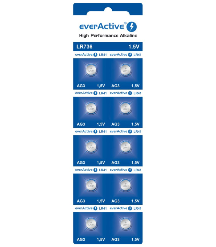 Sārmu baterijas EverActive LR736 LR41 AG3 - 10 gab.