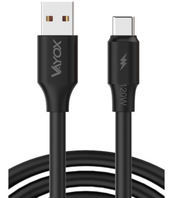 KABELIS USB - USB-C 120W 3A 1M ĀTRA LĪNIJA MELNS VA0121 VAYOX