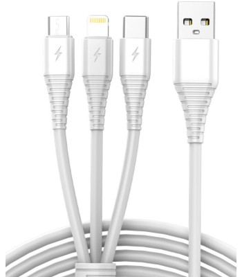 USB kabelis 3 vienā 1M balts VA0122 VAYOX