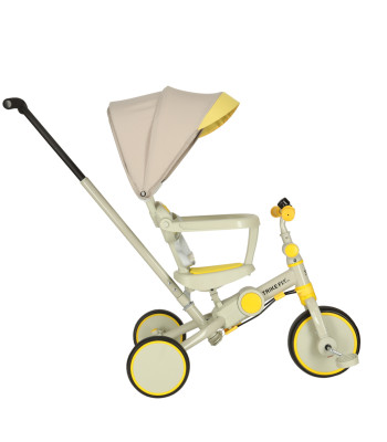 6in1 bērnu trīsritenis - stūmējs ar nojumi, Trike Fix V4, dzeltens