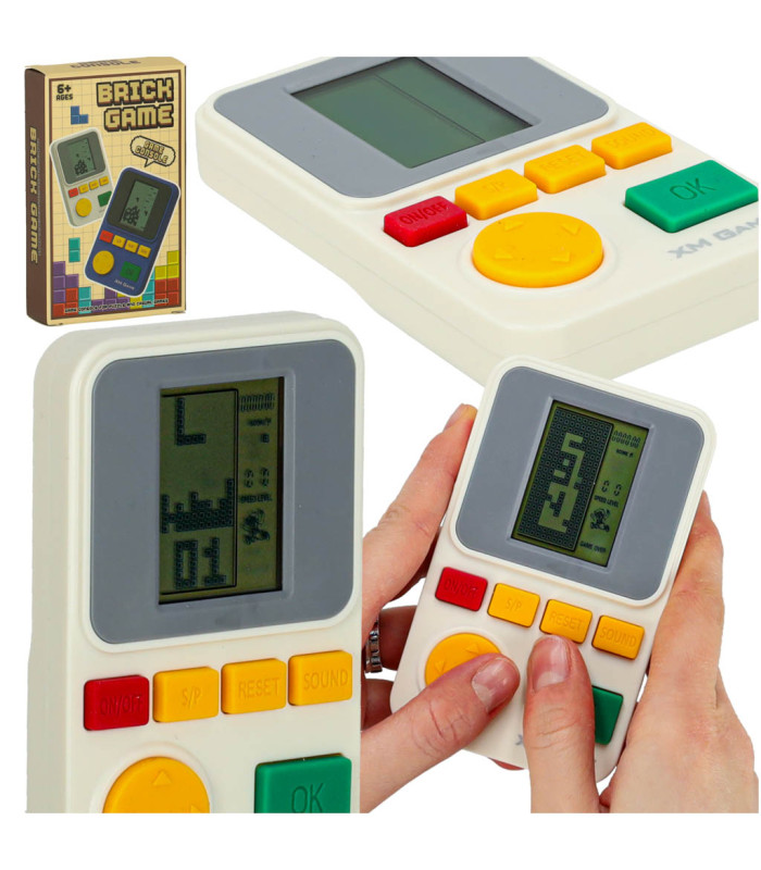 Baltā pārnēsājamā elektroniskā veiklības spēļu konsole