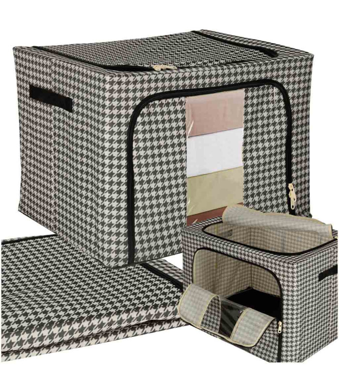 Gultasveļas un apģērbu organizators ar rāvējslēdzēju un metāla balstu, 100 l, 60 cm x 42 cm x 40 cm