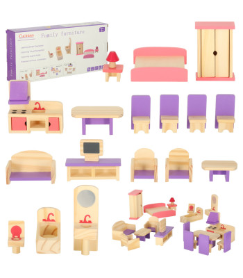 Koka mēbelītes leļļu mājai, violetas