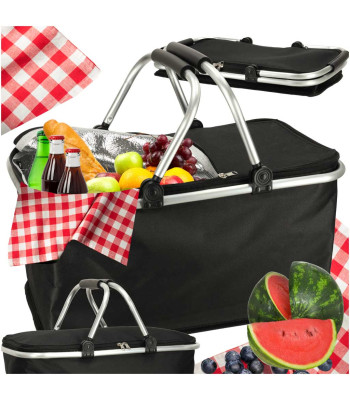 Salokāms melns piknika termo grozs, 32L